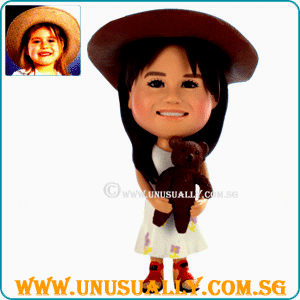 Fully Personalized 3D Little Girl With Bear Clay Figurine
